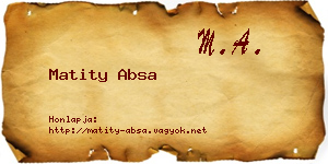 Matity Absa névjegykártya